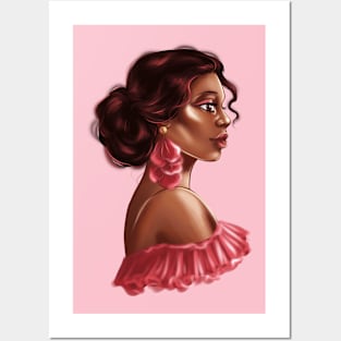 Black Girl Romantic Melanin Portrait Posters and Art